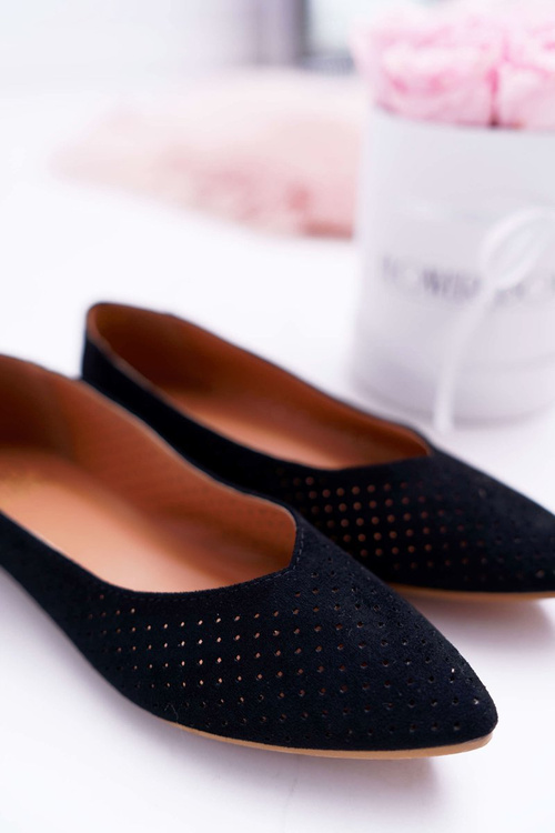 Baleriny Damskie Lu Boo Ażurowe Czarne Dessert