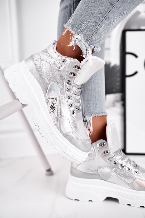 Sportowe Damskie Buty Ocieplane Srebrne Davan