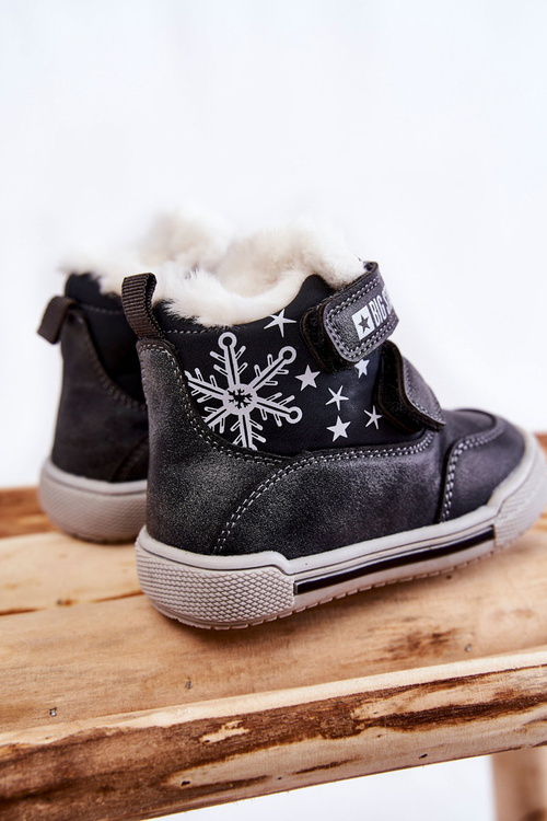 Dziecięce Ocieplane Botki Na Rzepy Big Star KK374191 Czarne