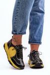 Damskie Buty Sportowe Skórzane Maciejka 06295-01 Czarno-Żółte