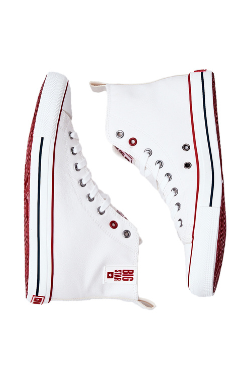 Męskie Wysokie Skórzane Trampki BIG STAR JJ174071 Białe