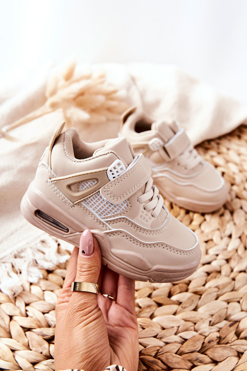 Dziecięce Skórzane Sportowe Buty Beżowe Marisa