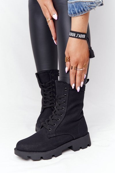 Damskie Botki Workery Czarne Haley