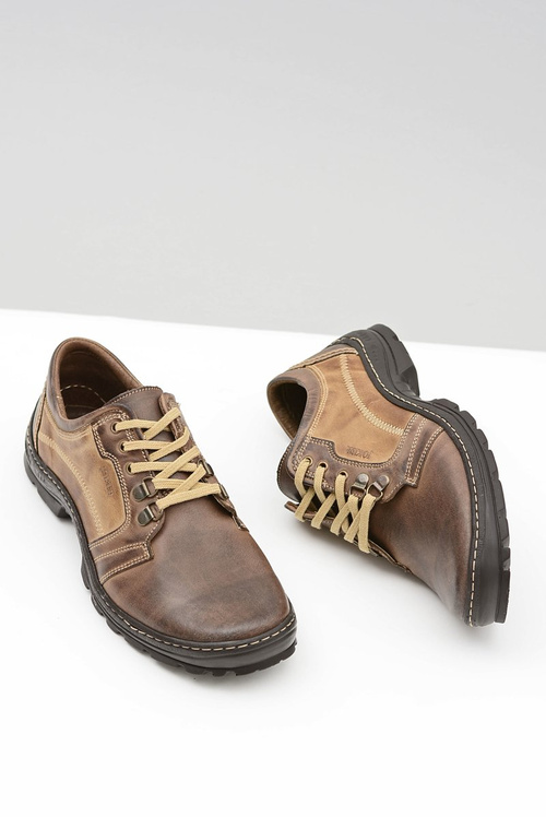 Męskie Skórzane Klasyczne Brązowe Półbuty Favello