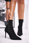 Damskie Botki Na Szpilce Lycra Czarne Release Me