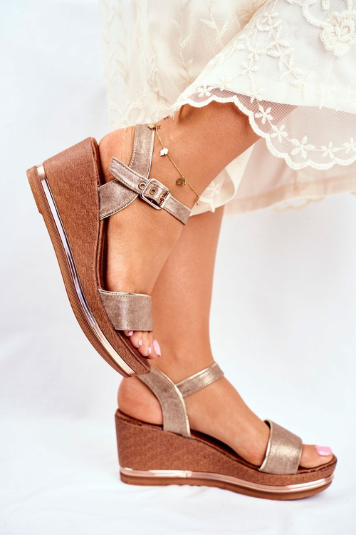 Sandały Damskie Na Koturnie Beżowe Monroe