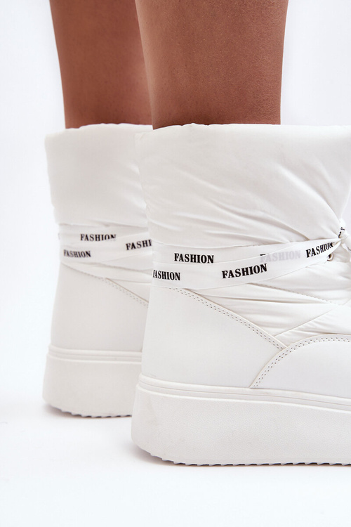 Śniegowce Damskie Z Ozdobnym Wiązaniem Białe Siracna