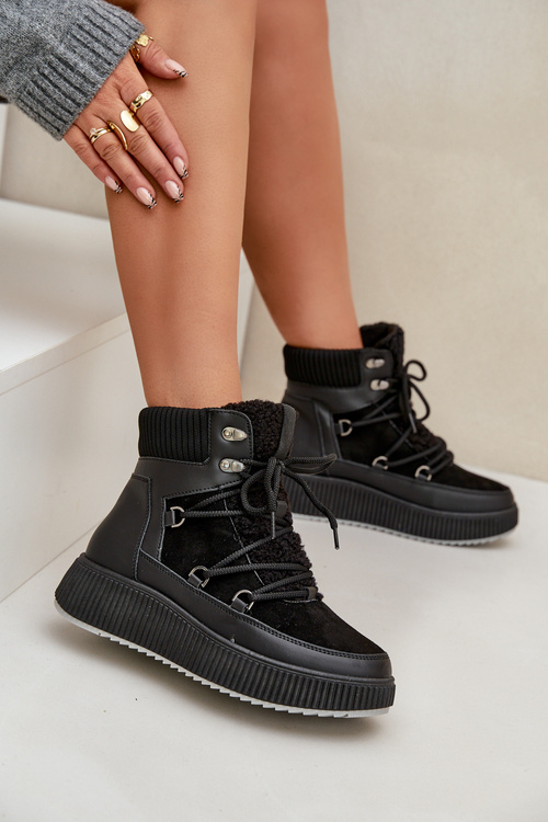 Niskie Śniegowce Na Platformie Czarne Naliora