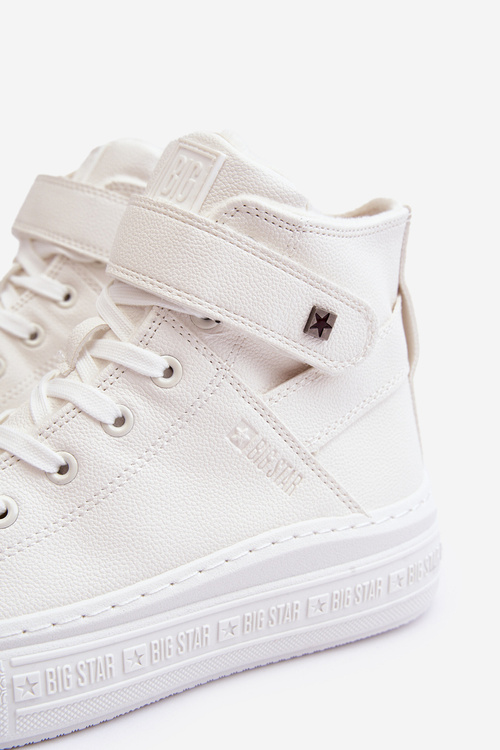 Trampki Damskie Ocieplane Na Platformie Big Star Białe MM274006