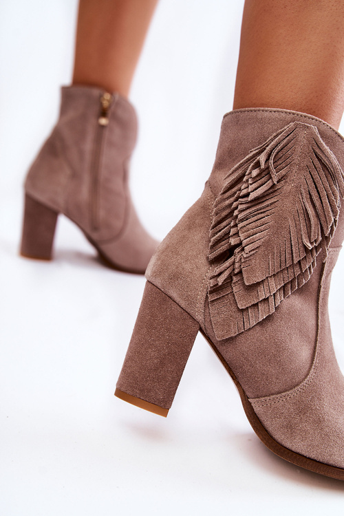 Damskie Zamszowe Botki Lewski Shoes 3093 Cappucino