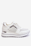 Skórzane Buty Sportowe Na Niewysokim Koturnie Białe Braylen