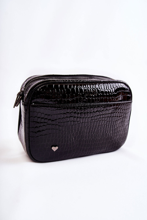 Lakierowana Torebka Listonoszka GOE ZNJ022 Czarna