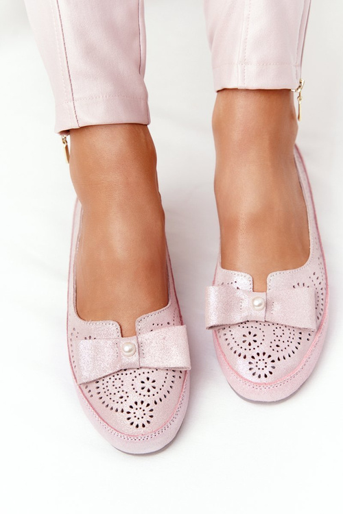 Skórzane Baleriny RIO FLORE Eco-Friendly Różowe