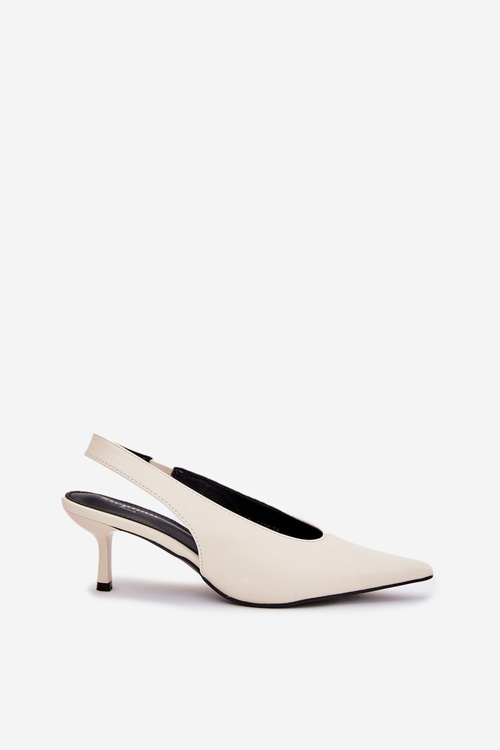 Szpilki Z Odkrytą Piętą Eko Skórzane Ecru Aricandia