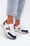 Buty Sportowe Skórzane Damskie Biało-Granatowe Lorvessa