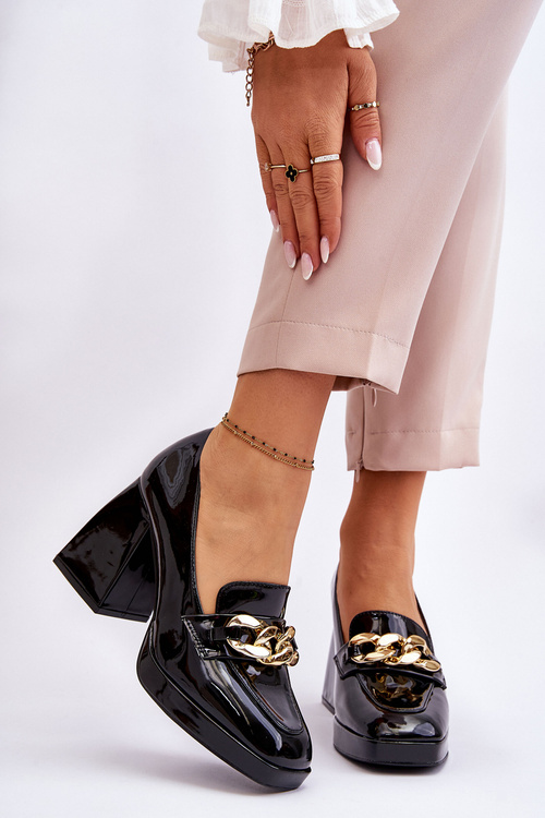 Czółenka Na Masywnym Obcasie Czarne Nataly