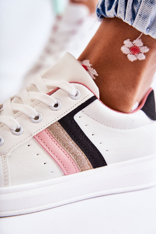 Damskie Buty Sportowe Wiązane Białe Renesme