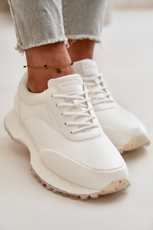 Damskie Sneakersy Buty Sportowe Z Eko Skóry Big Star OO274023 Hi-Poly System Białe