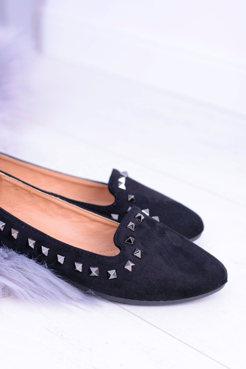 Czarne Baleriny Lordsy z Ćwiekami Randal