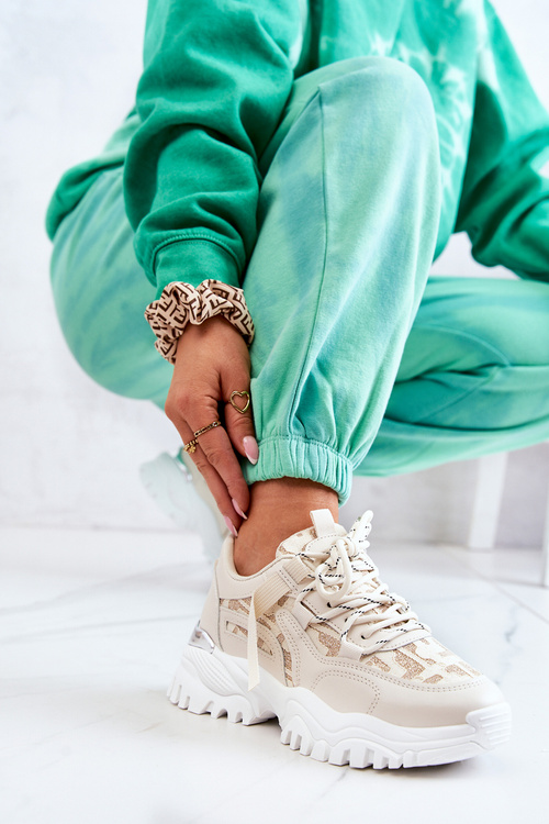 Sneakersy Na Masywnej Podeszwie Beżowe Your Style