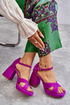 Damskie Zamszowe Sandały Na Obcasie Lewski Shoes 3221 Fuksja