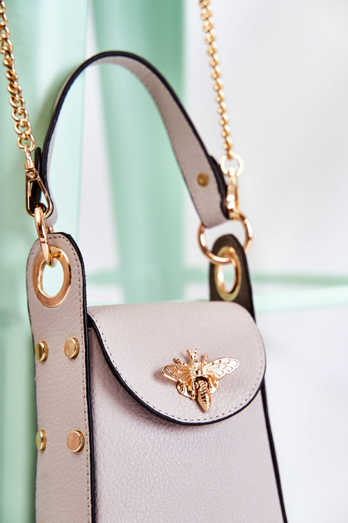 Mała Damska Torebka Z Ozdobą Szara Ellies