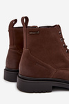 Skórzane Ocieplane Botki Męskie Na Zamek Big Star OO174149 Czekoladowe