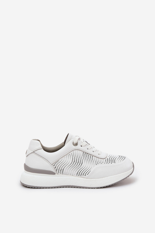 Skórzane Buty Sportowe Sneakersy Damskie S.Barski LR51-551 Białe