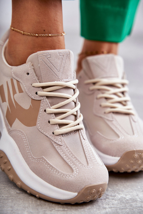 Damskie Buty Sportowe Wiązane Beżowe Tolea