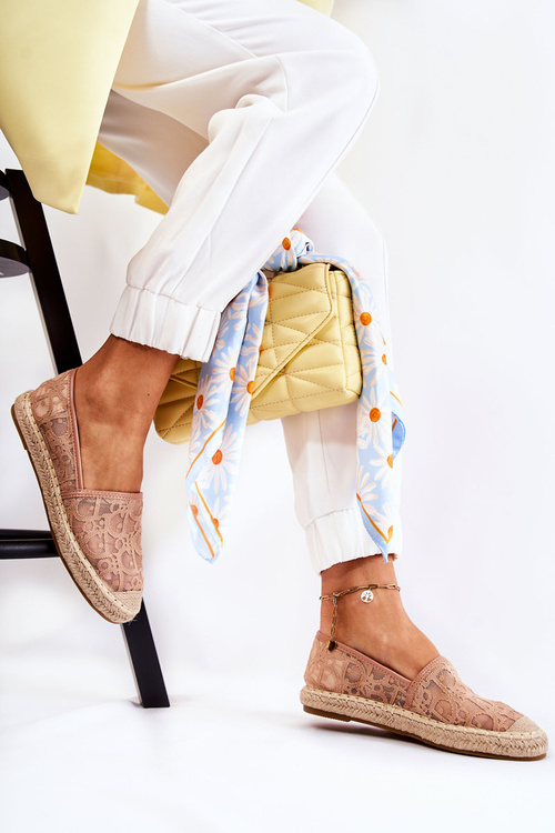 Klasyczne Damskie Espadryle Ażurowe Nude Catris