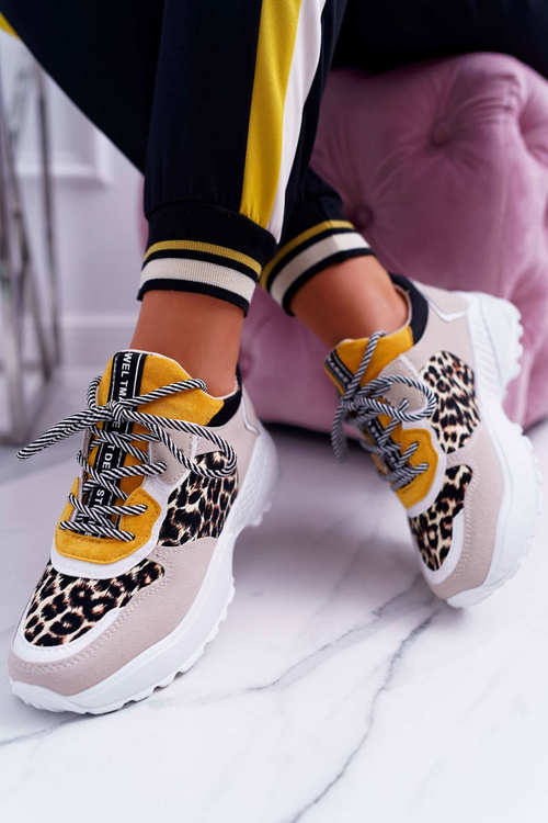 Sportowe Damskie Buty Wysoka Podeszwa Leopard Chillout