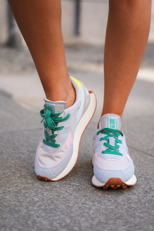 Sneakersy Damskie Na Platformie Memory Foam System Big Star NN274682 Niebieskie