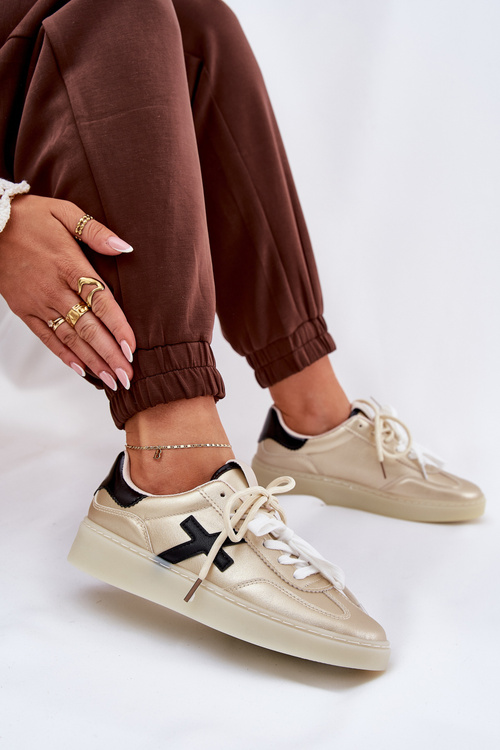 Niskie Buty Sportowe Damskie Złote Zelevelis