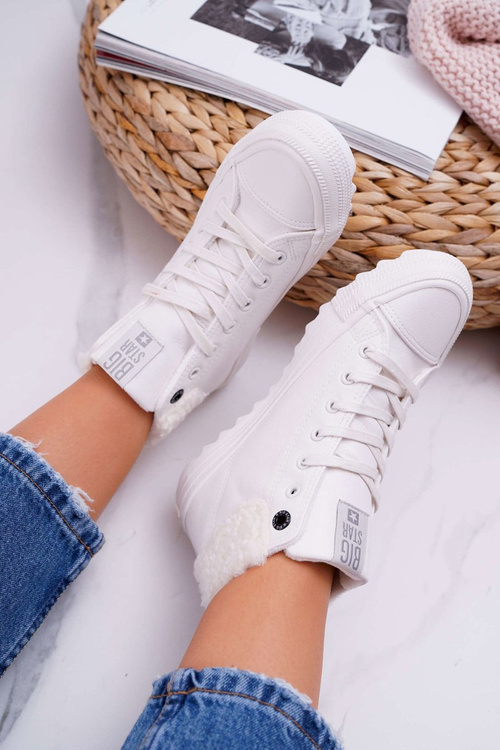 Trampki Damskie Big Star Wysokie Ocieplane Białe EE274146