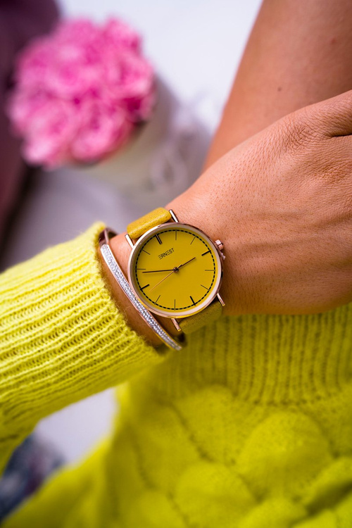 Damski Zegarek Ernest Żółty Belven