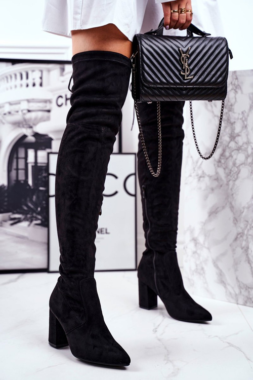 Kozaki Damskie Na Słupku Zamszowe Czarne Milwa