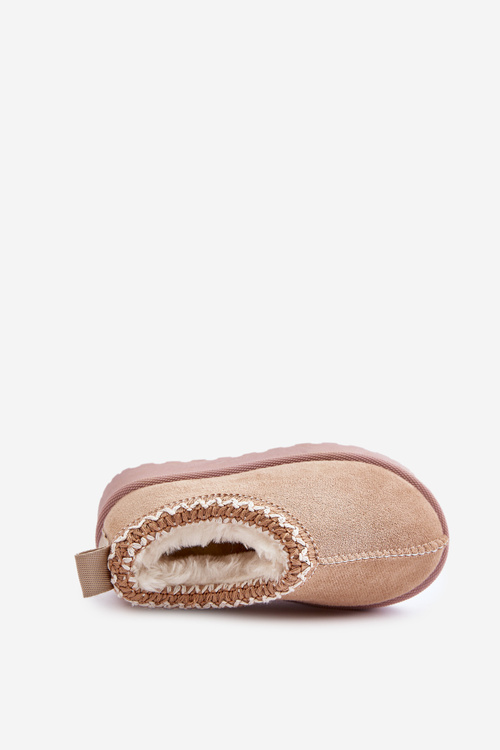 Śniegowce Botki Dziecięce Na Platformie Ocieplane Futerkiem Beżowe Vilabria