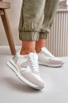 Sneakersy Damskie Z Brokatem Białe Velaniela