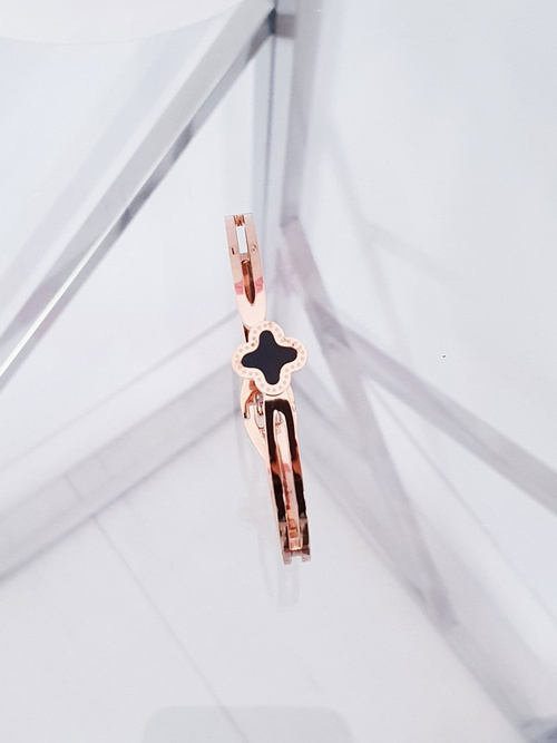 Damska Bransoleta Stalowa Z Kwiatkiem Różowe Złoto Neo