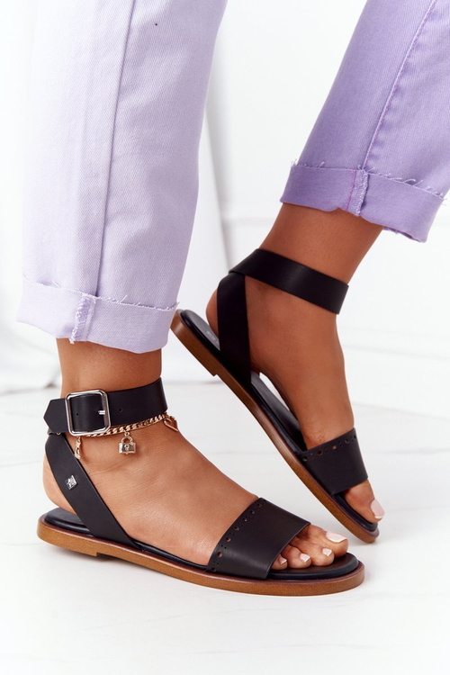 Skórzane Sandały Big Star HH274720 Czarne