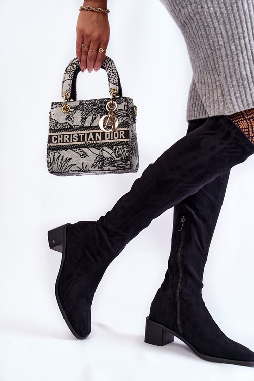 Damskie Kozaki Zamszowe Za Kolano Czarne Hessa