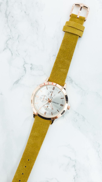 Damski Zegarek Ernest Darsi Miodowy Zamsz