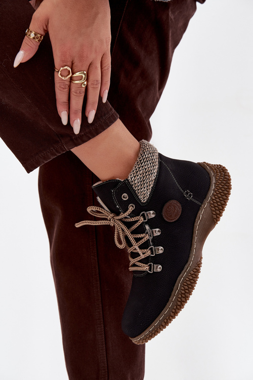 Ocieplane Botki Trapery Damskie Czarne Zenaya