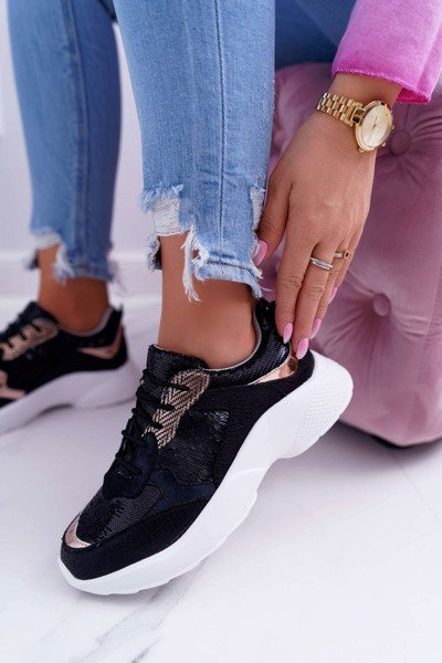 Sportowe Damskie Buty Czarne Rendy