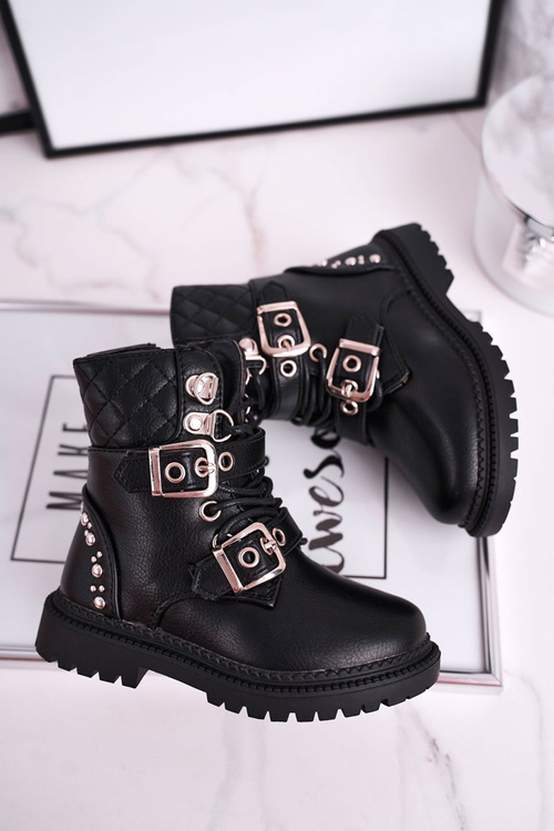 Dziecięce Botki Ocieplone Futerkiem Czarne Dolly