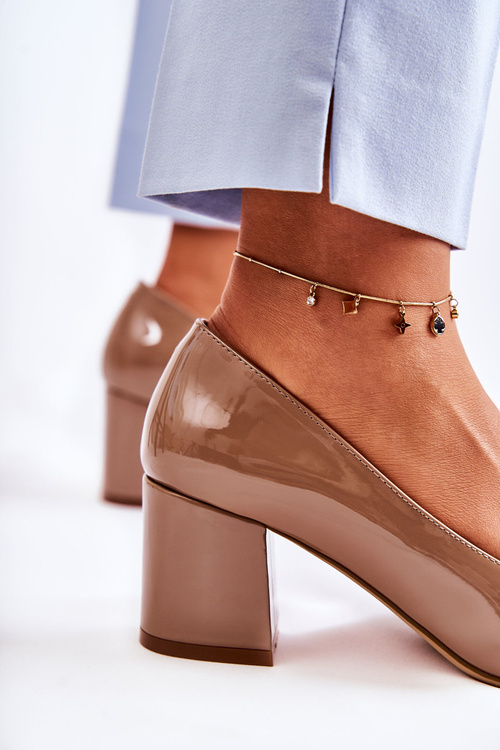 Lakierowane Czółenka Sergio Leone PB411 Brązowe