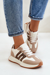 Sneakersy Buty Sportowe Na Platformie Panterka Damskie Beżowe Thari 