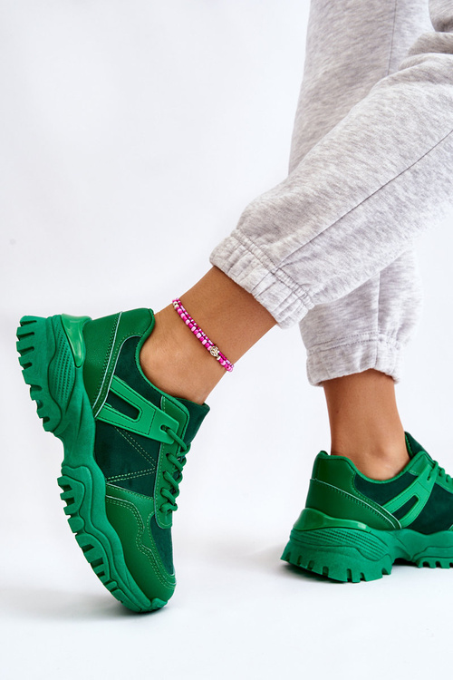 Modne Buty Sportowe Sneakersy Zielone Frezio