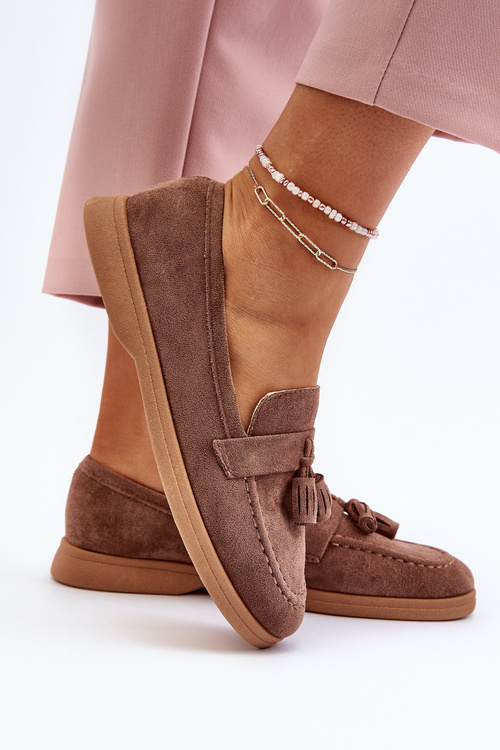 Damskie Zamszowe Mokasyny Brązowe Dansitu