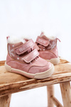 Dziecięce Ocieplane Botki Na Rzepy Big Star KK374188 Różowe